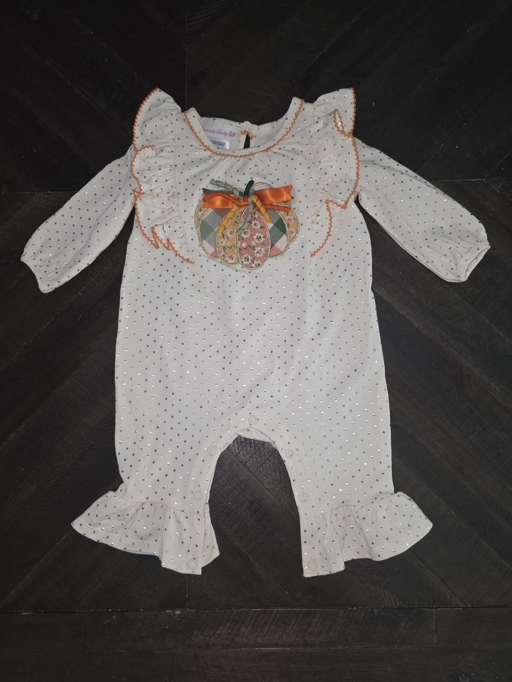 Baby Girl Pumpkin Ruffle Romper 3-6 months